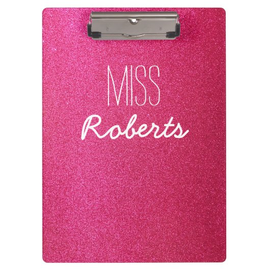 Roze glitter-leraar () klembord (Voorkant)