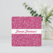 Roze Glitter Let Pattern Sweet Sixteen Birthday Kaart (Staand voorkant)