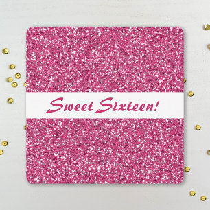 Roze Glitter Let Pattern Sweet Sixteen Birthday Kaart