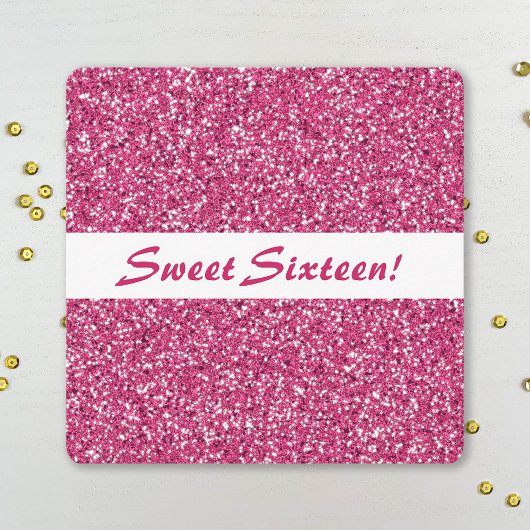 Roze Glitter Let Pattern Sweet Sixteen Birthday Kaart