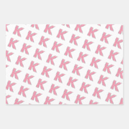 Roze Glitter letter K Inpakpapier Vel