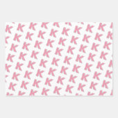Roze Glitter letter K Inpakpapier Vel (Voorkant 3)