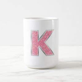 Roze Glitter letter K Koffiemok