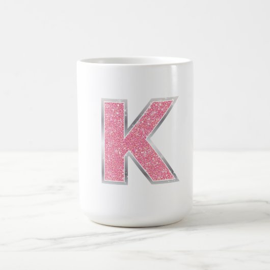 Roze Glitter letter K Koffiemok (Center)