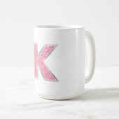 Roze Glitter letter K Koffiemok (Voorkant rechts)