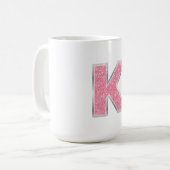 Roze Glitter letter K Koffiemok (Voorkant links)
