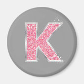 Roze Glitter letter K Magneet (Voorkant)