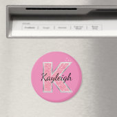 Roze Glitter letter K Magneet (Insitu (Vaatwasser))