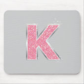 Roze Glitter letter K Muismat (Voorkant)