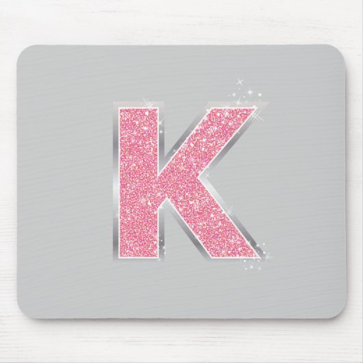 Roze Glitter letter K Muismat (Voorkant)