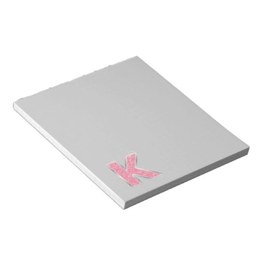 Roze Glitter letter K Notitieblok (Schuin)
