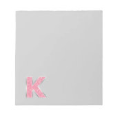 Roze Glitter letter K Notitieblok (Voorkant)