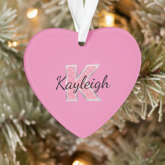 Roze Glitter letter K Ornament (Boom)