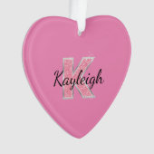 Roze Glitter letter K Ornament (voorkant)