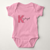 Roze Glitter letter K Romper (Voorkant)