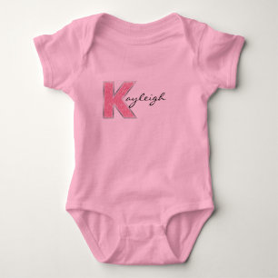 Roze Glitter letter K Romper