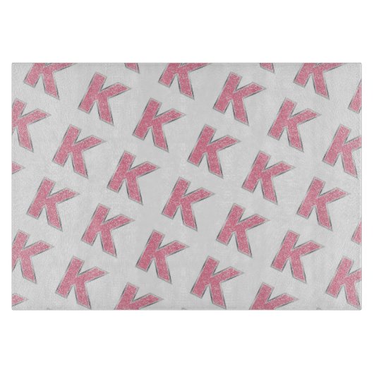 Roze Glitter letter K Snijplank (Voorkant)