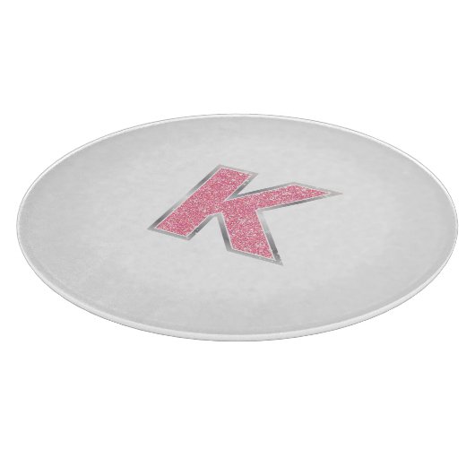 Roze Glitter letter K Snijplank (Hoek)