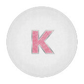 Roze Glitter letter K Snijplank (Voorkant)