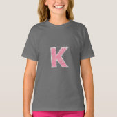 Roze Glitter letter K T-shirt (Voorkant)