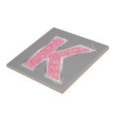 Roze Glitter letter K Tegeltje (Zijkant)