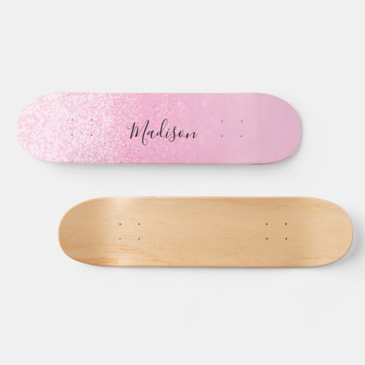 Roze Glitter Lichten op maat Persoonlijk Skateboard (Horizontaal)