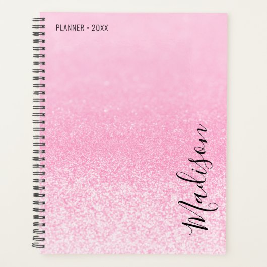 Roze Glitter Lichten op maat Planner (Voorkant)