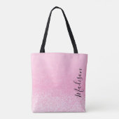Roze Glitter Lichten op maat Tote Bag (Achterkant)