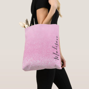 Roze Glitter Lichten op maat Tote Bag