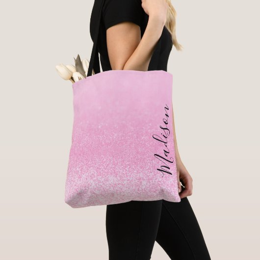 Roze Glitter Lichten op maat Tote Bag (Dichtbij)