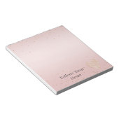 Roze Glitter Liefde Goud Confetti Hart Notitieblok (Schuin)