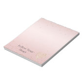 Roze Glitter Liefde Goud Confetti Hart Notitieblok (Linkerzijde)