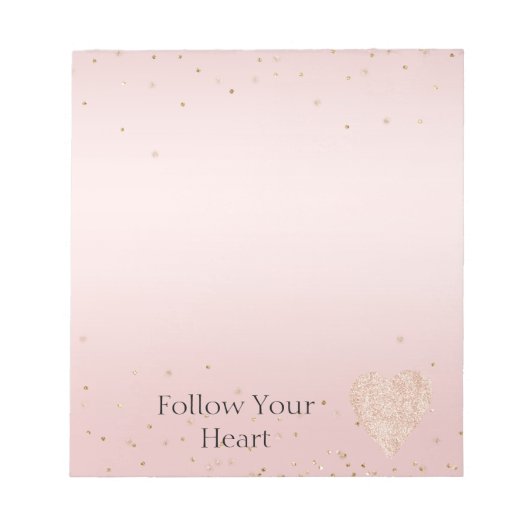 Roze Glitter Liefde Goud Confetti Hart Notitieblok (Voorkant)