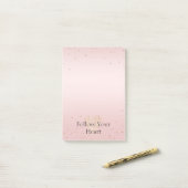 Roze Glitter Liefde Goud Confetti Hart Post-it® Notes (Op bureau)
