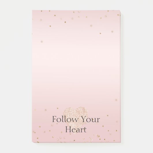 Roze Glitter Liefde Goud Confetti Hart Post-it® Notes (Voorkant)