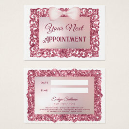 Roze glitter lijst boog afspraak kaart