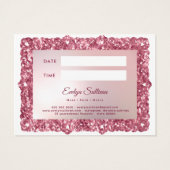 Roze glitter lijst boog afspraak kaart (Achterkant)