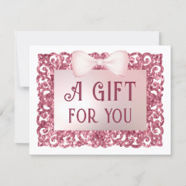 Roze glitter lijst boog cadeaubon