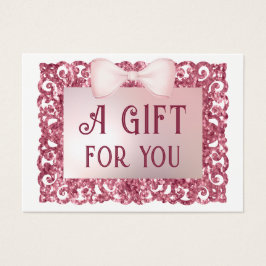 Roze glitter lijst boog cadeaubon visitekaartje