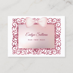 Roze glitter lijst boog visitekaartje