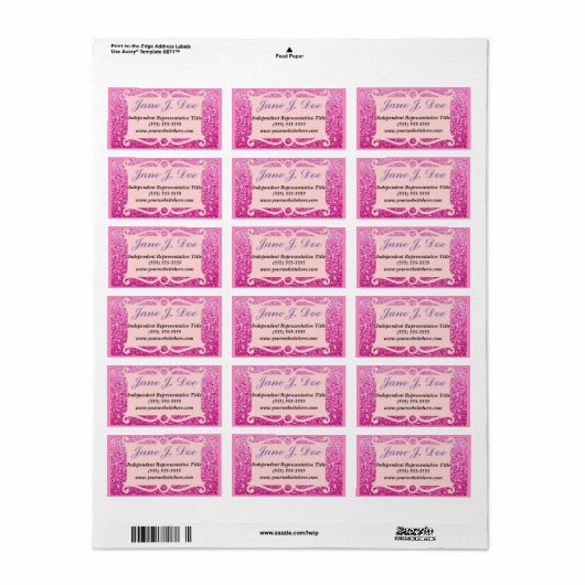 Roze Glitter Lijst Brochure Sticker (Full Sheet)