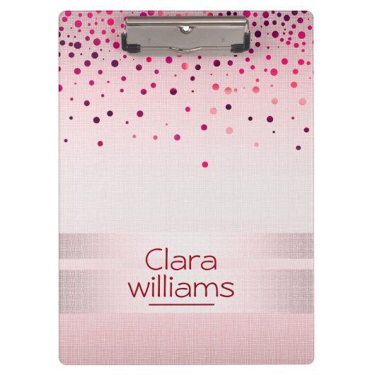 Roze Glitter Linen Sparkle Confetti Modern Klembord (Voorkant)