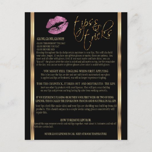 Roze Glitter Lip Instructies Flyer (Achterkant)