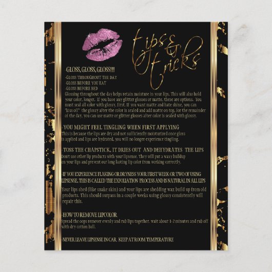 Roze glitter Lip met marmer instructies Flyer (Achterkant)
