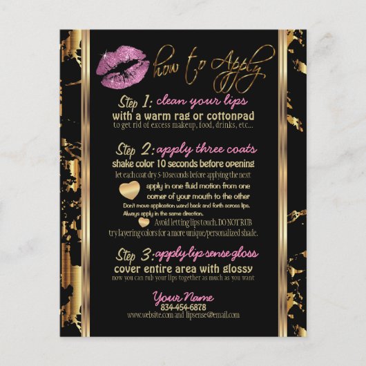 Roze glitter Lip met marmer instructies Flyer (Voorkant)