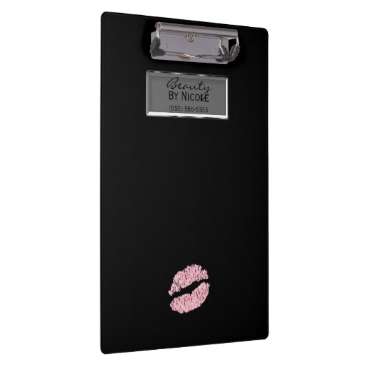 Roze Glitter Lippen Elegant Chique Glam Gepersonal Klembord (Rechts)