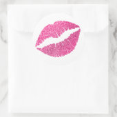 Roze Glitter Lippen Print Ronde Sticker (Tas)