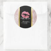 Roze Glitter Lippen & Roos Gouden bladeren Keuken Ronde Sticker (Tas)