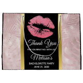 Roze Glitter Lippen & Roze Gouden Tropische Blader Groot Cadeauzakje (Achterkant)