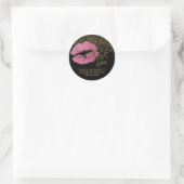  roze glitter lippenstift - Dank u Ronde Sticker (Tas)